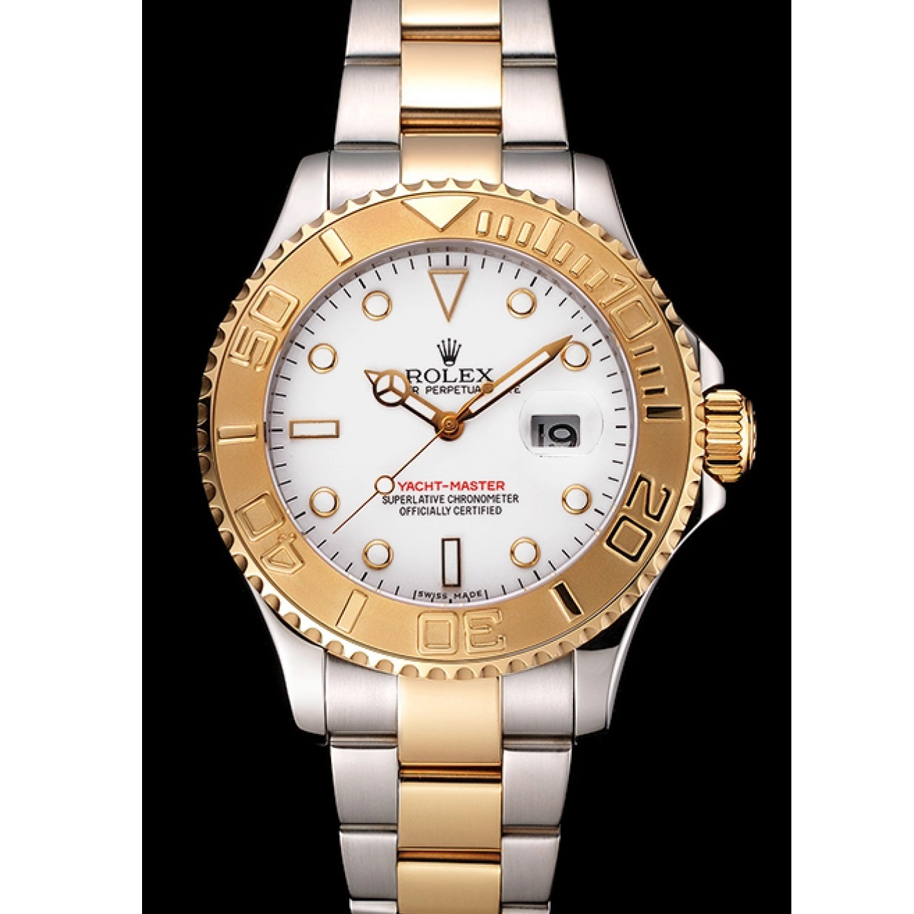 AAA Replica Watches Bezel Case Rolex Two Yacht-Master Dial Stainless Bracelet Gold White Tone Steel 0708